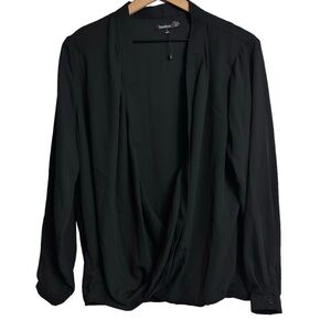 BOOHOO BLACK WOMEN LONG SLEEVE BLOUSE SIZE US 12 NEW WITHOUT TAGS 100% POLYESTER